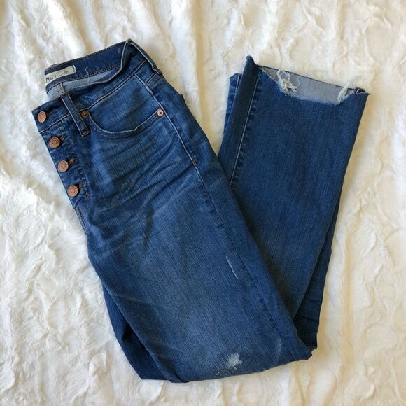 Madewell Distressed Cali Demi-Boot Denim Cropped Jeans - Women’s 24 - Picture 2 of 10
